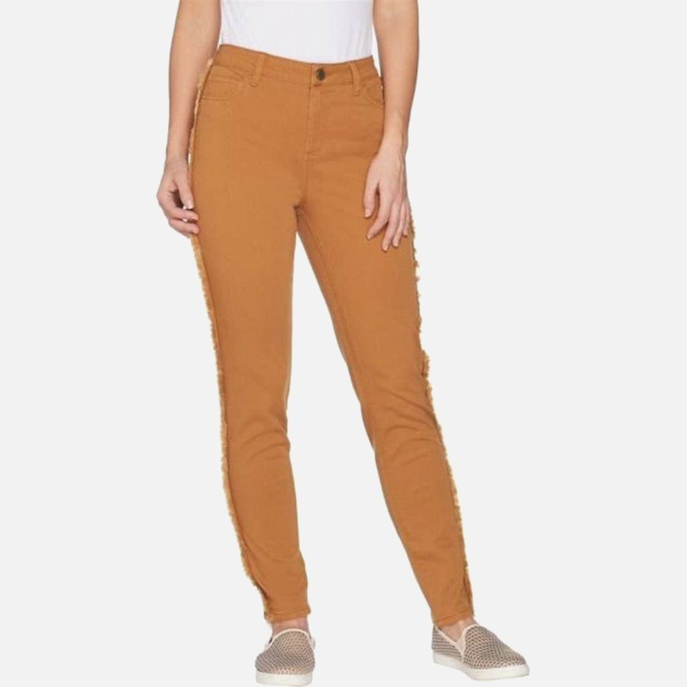 LOGO By Lori Goldstein Fringe High-Rise Skinny Jeans 8